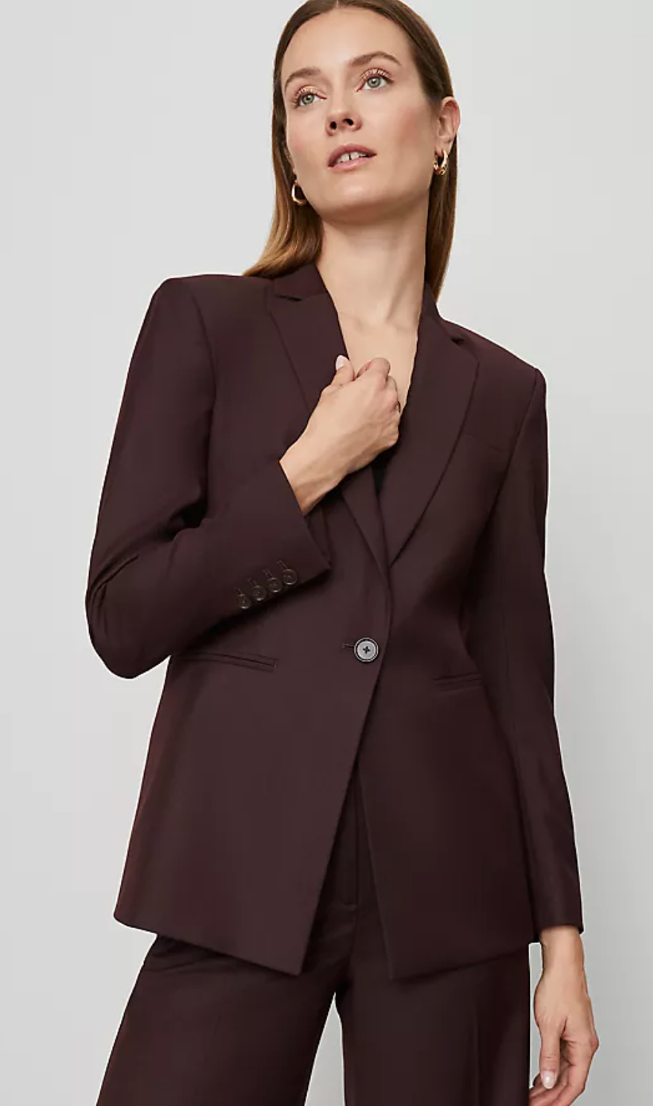Nwt Ann Taylor Classic Burgundy Petite One Button Blazer Jacket Sz 0p
